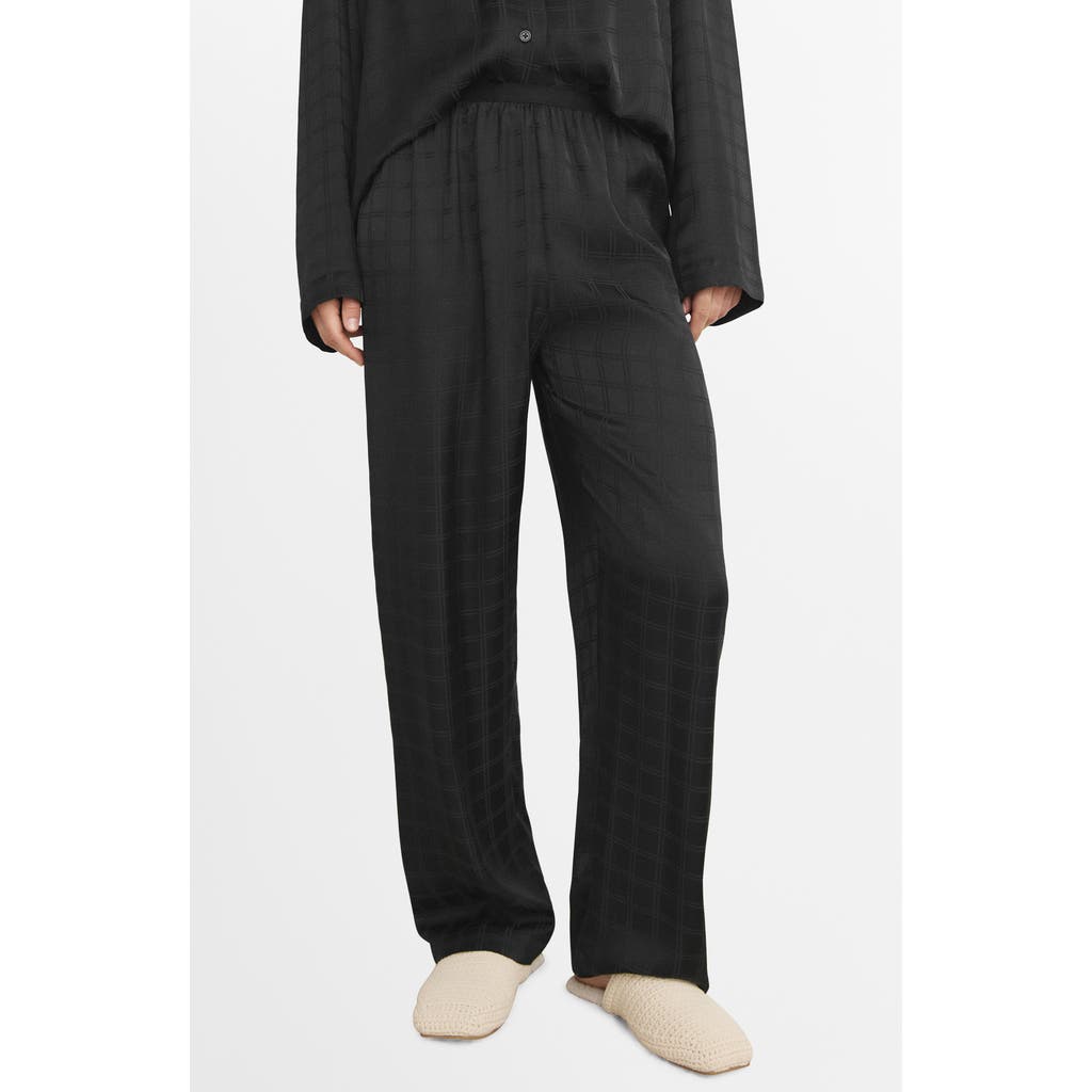 Mango Check Pajama Pants In Black