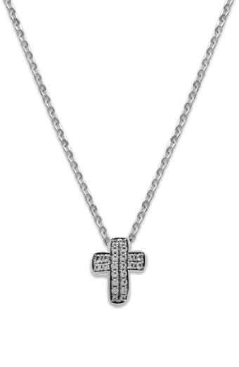 White Topaz Cross Pendant Necklace