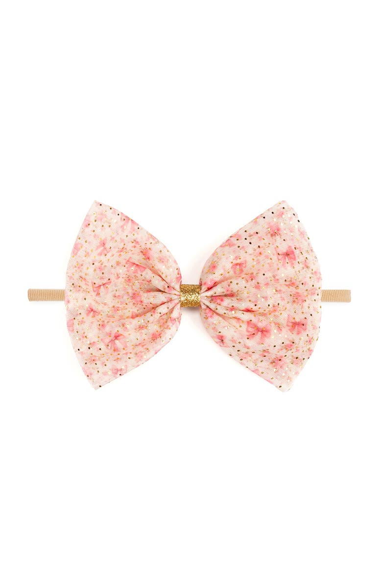 Sweet Wink Ditsy Floral Tulle Bow Baby Headband, Main, color, 