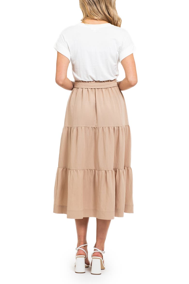 Tiered Midi Dress, Alternate, color, KHAKI