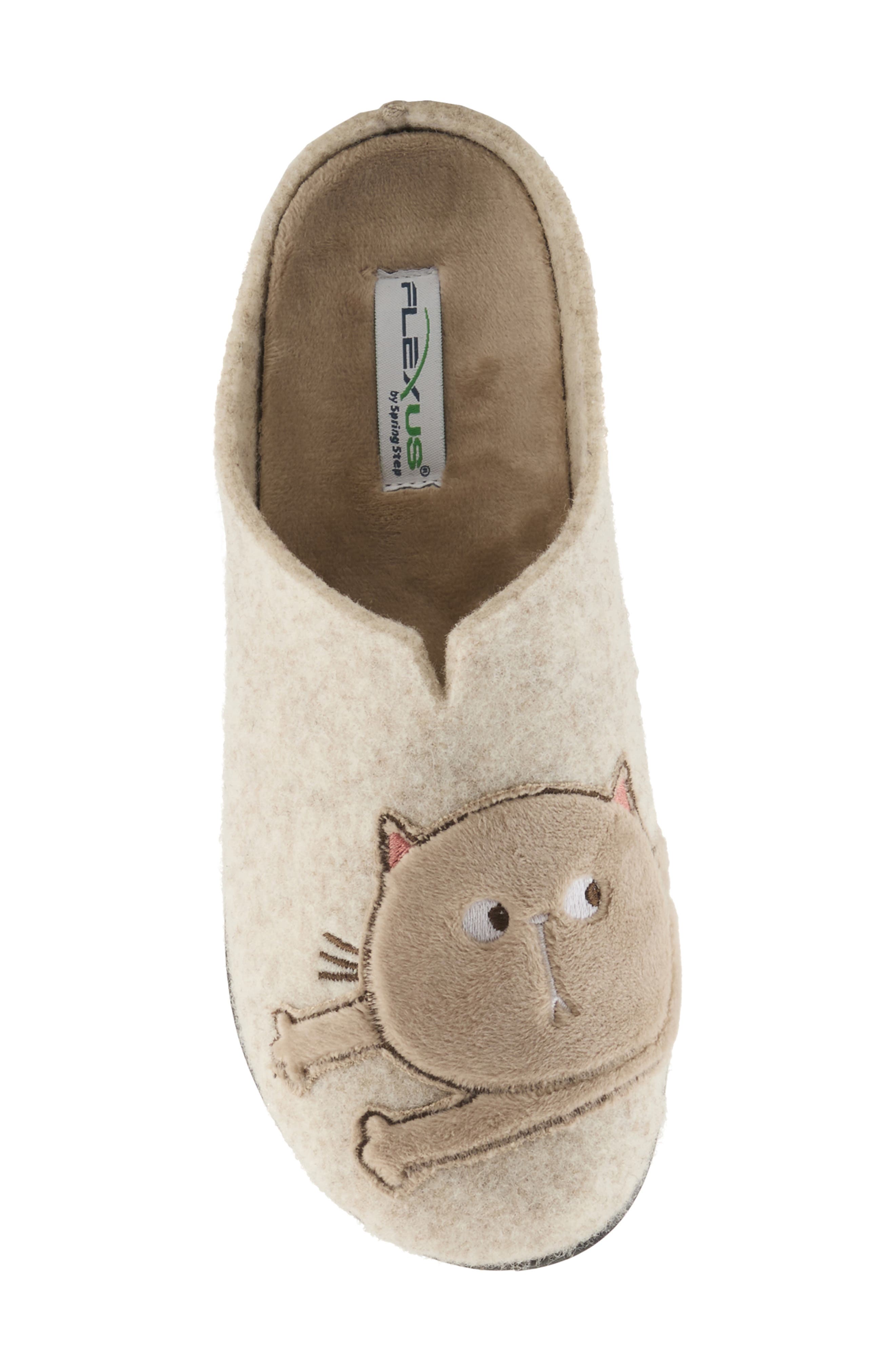 Flexus by Spring Step Cat's Eye Wool Scuff Slipper, Alternate, color, Beige
