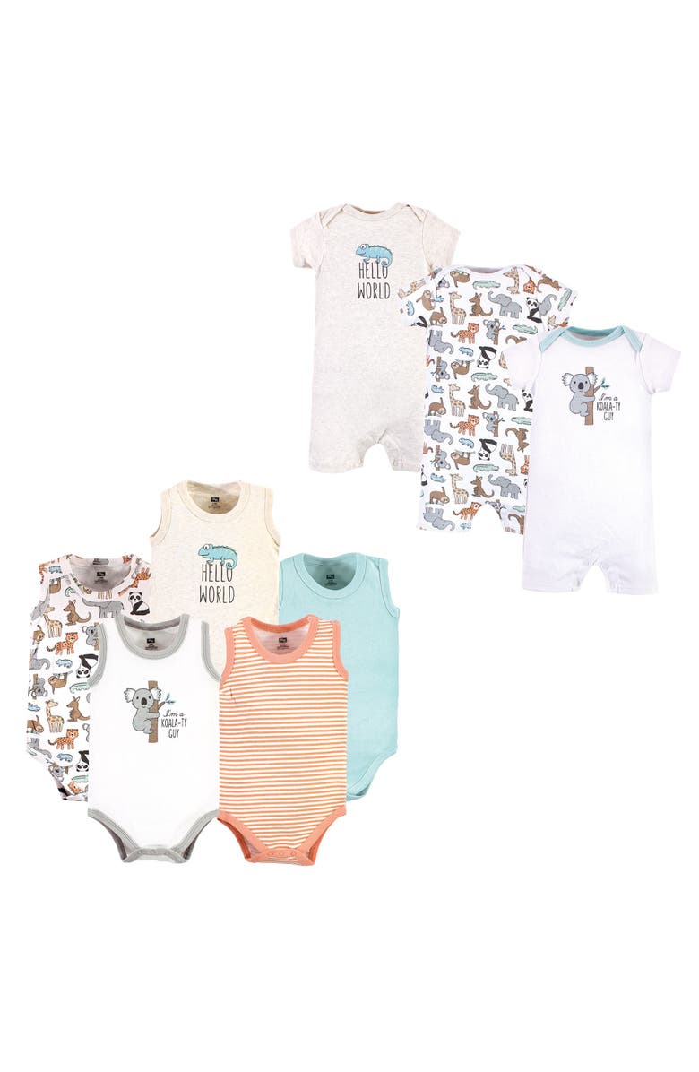 Hudson Baby 8Pc Bodysuits and Rompers, Main, color, Zoo Animals