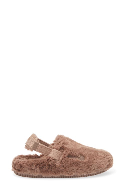 Nike Calm Faux Fur Mule In Mink Brown/brown