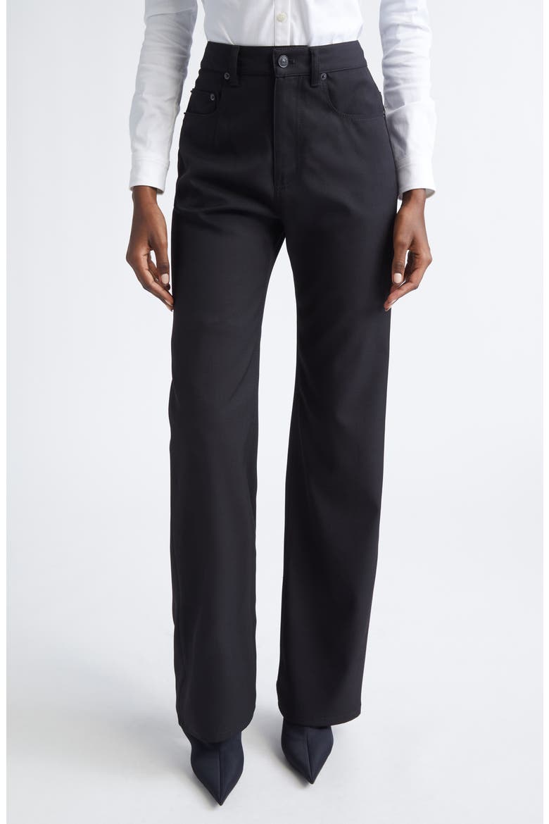 Straight Fit Stretch Wool Twill Tailored Pants, Main, color, 1000 BLACK