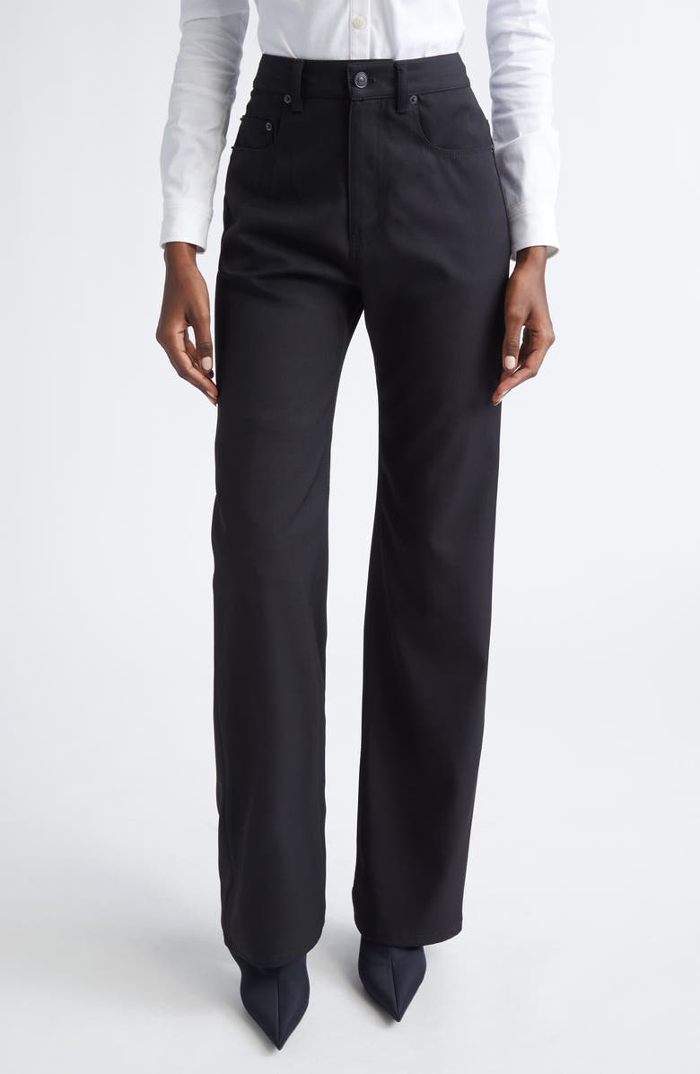 Balenciaga Straight Fit Stretch Wool Twill Tailored Pants, Main, color, 1000 Black