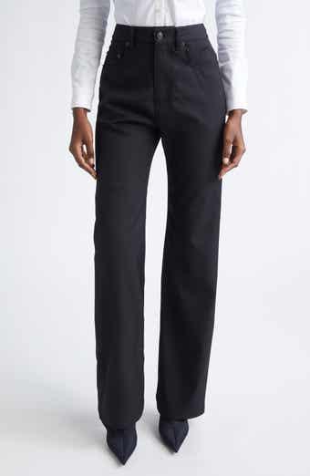Straight Fit Stretch Wool Twill Tailored Pants