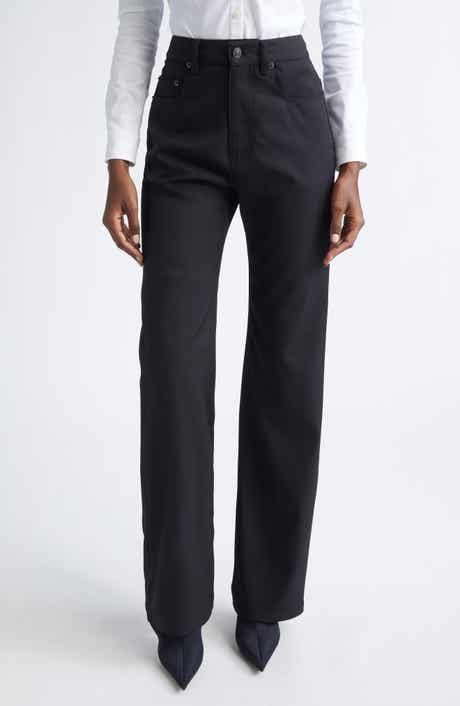 Straight Fit Stretch Wool Twill Tailored Pants