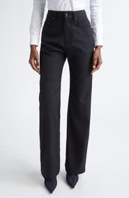 Balenciaga Straight Fit Stretch Wool Twill Tailored Pants