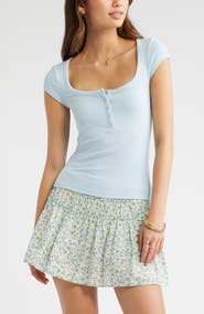 BP. Square Neck Stretch Knit Henley T-Shirt