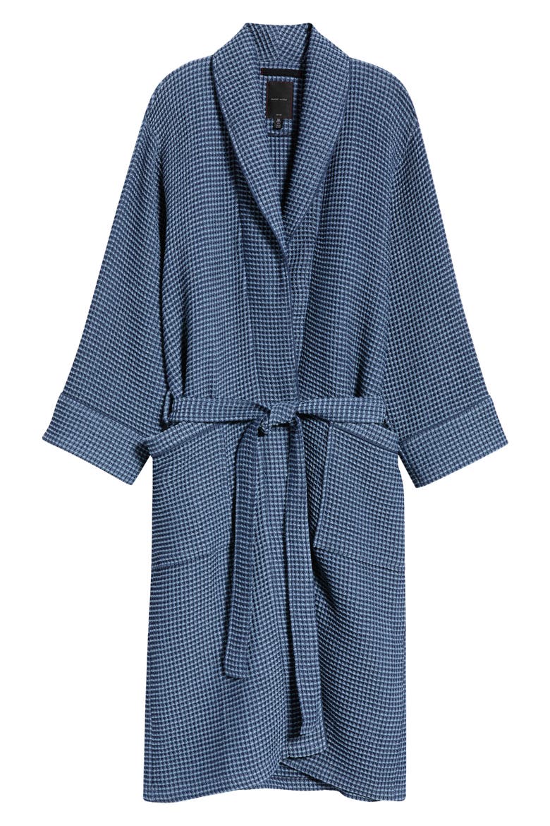 Cotton Waffle Robe, Alternate, color, SPACE NAVY