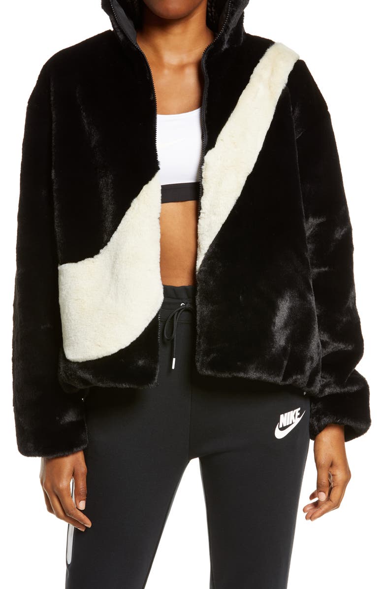 Nike Sportswear Faux Fur Jacket, Main, color, 