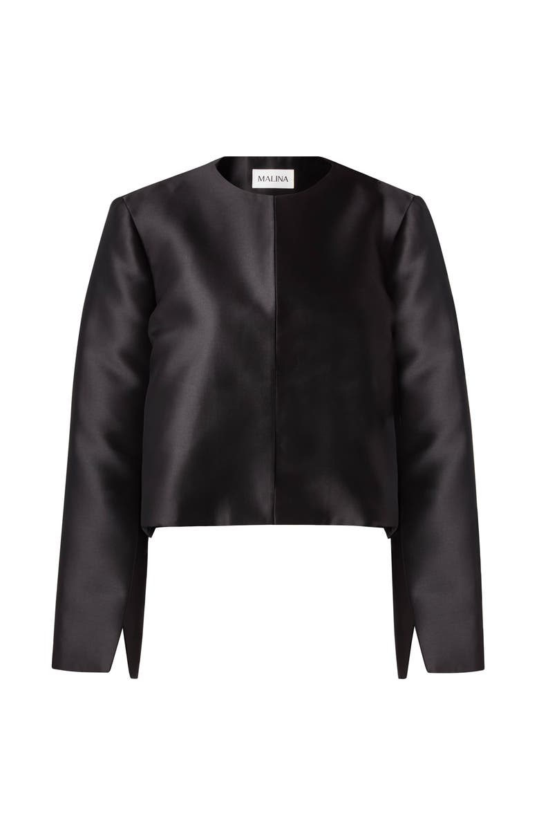 Malina Ruthie Cropped Long Sleeve Blouse, Alternate, color, Black