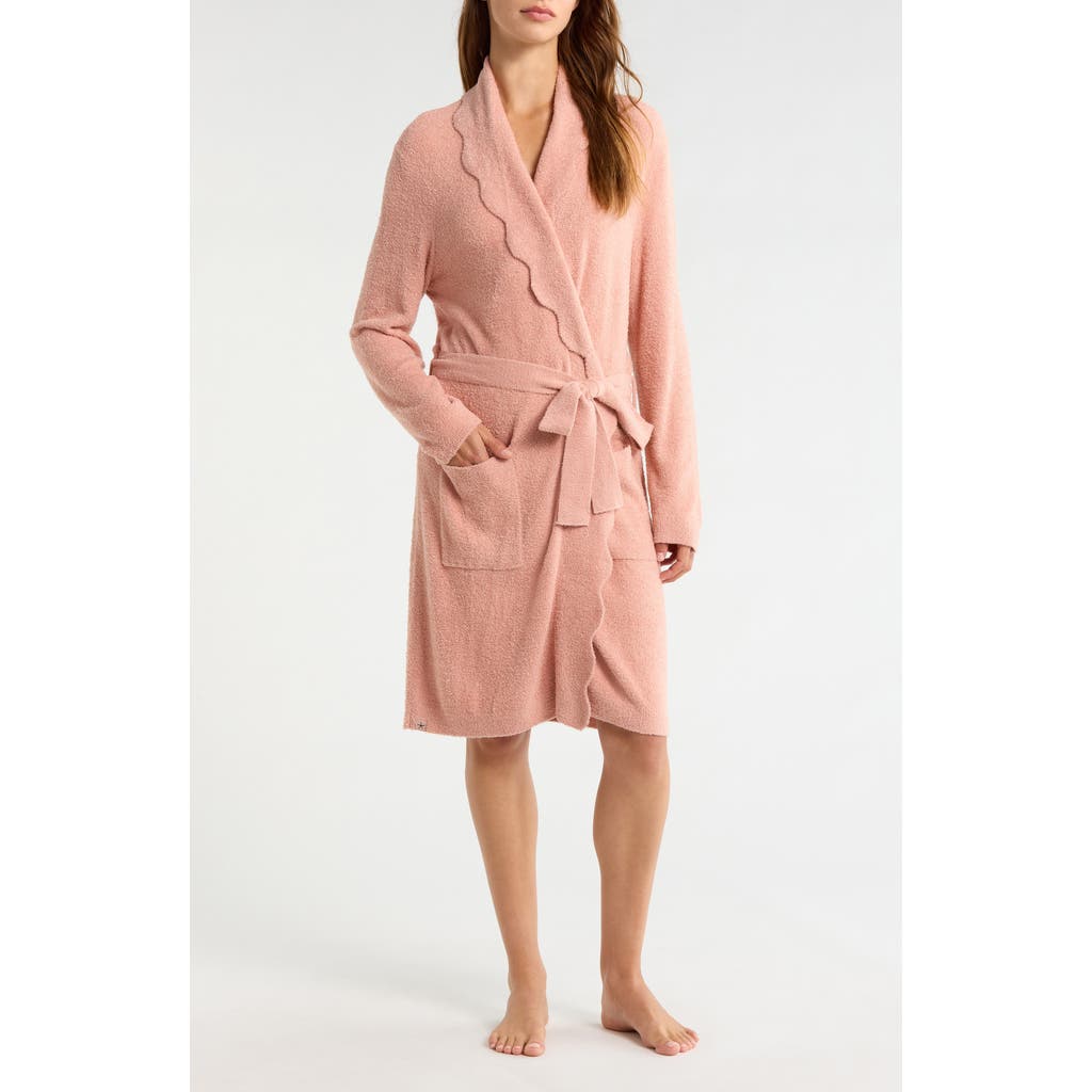 barefoot dreams CozyChic® Scalloped Robe in Dusty Coral at Nordstrom, Size Xx-Small/x-Small