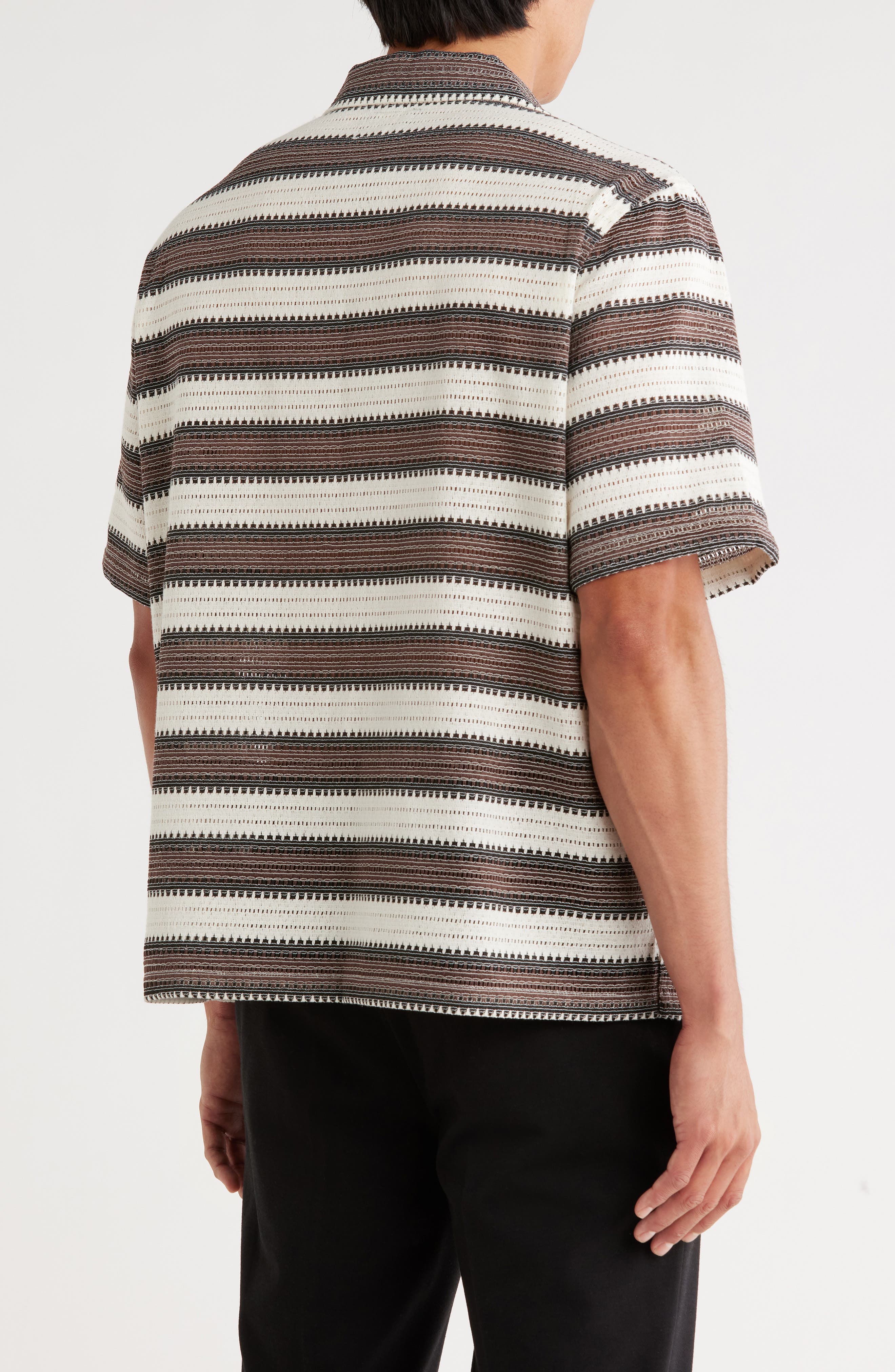 Oversize Textured Stripe Camp Shirt - image 2