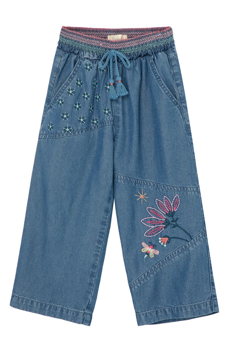 Peek Aren't You Curious Kids' Wide Leg Embroidered Denim Pants, Main, color, 