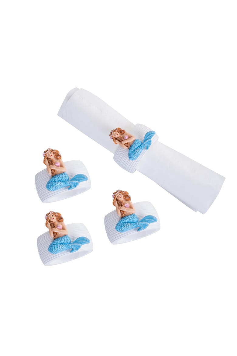 Mermaid Napkin Rings, Set of 4 Decor, Main, color, Blue