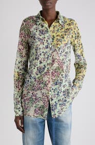 Dries Van Noten Calima Floral Sheer Button Shirt