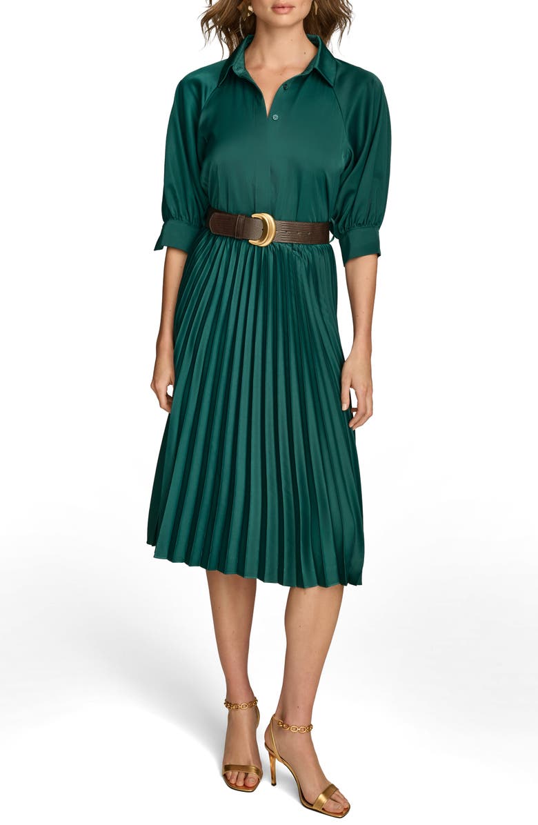 Donna Karan New York Pleated Midi Shirtdress, Main, color,