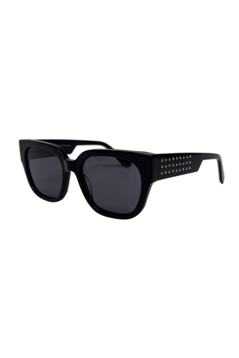 Mazey 54mm Studded Cat Eye Sunglasses, Alternate, color, BLACK