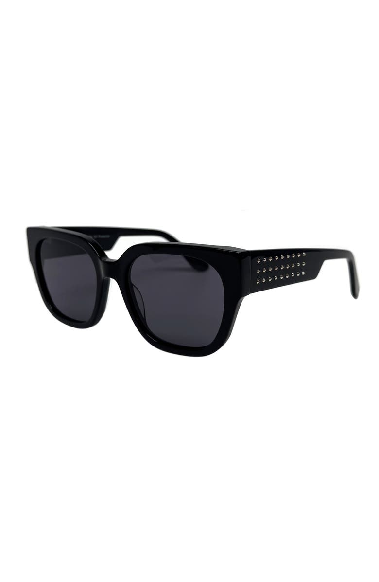 Rebecca Minkoff Mazey 54mm Studded Cat Eye Sunglasses, Alternate, color, Black
