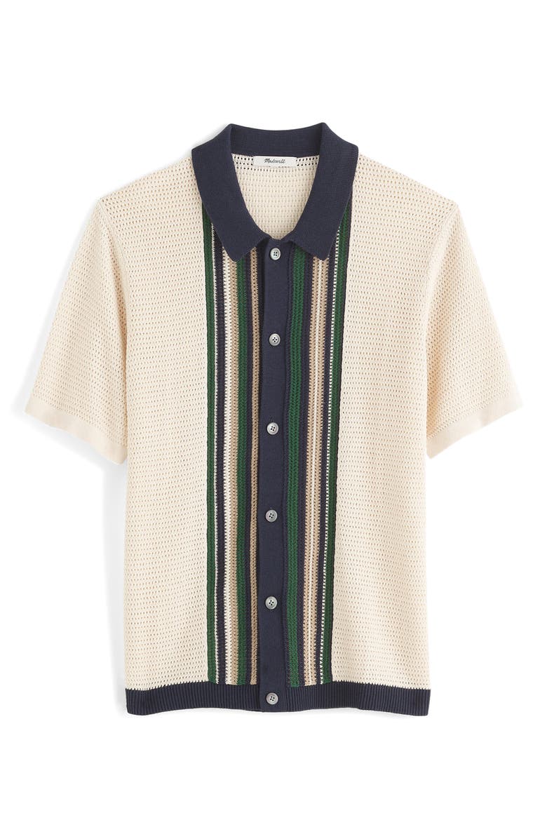 Madewell Stripe Open Stitch Cotton & Linen Button-Up Shirt, Alternate, color, Vintage Lace