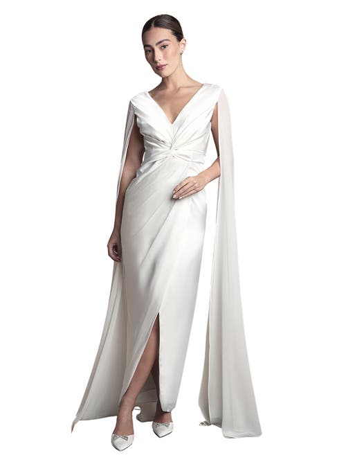 Coast Cape Sleeve Satin Maxi Dress in Ivory at Nordstrom, Size 8