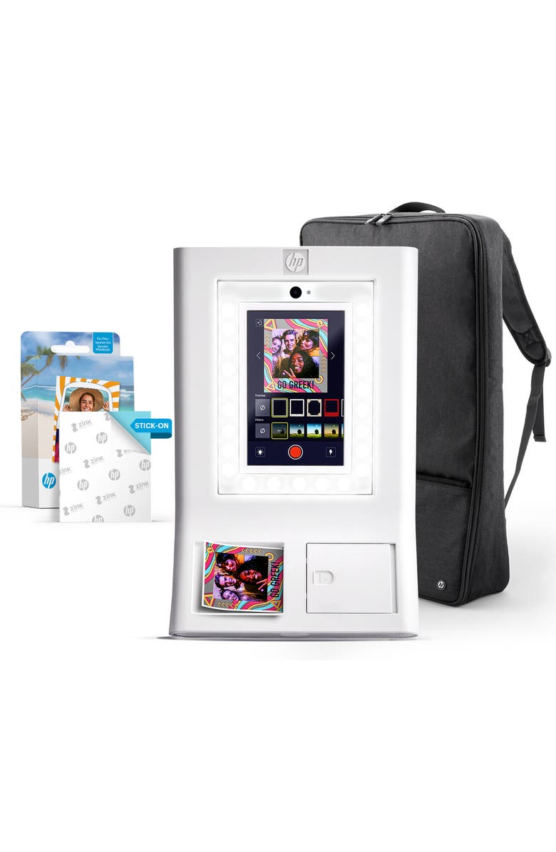 HP Sprocket Photobooth 3x4 Photo Printer Bundle, Main, color, White