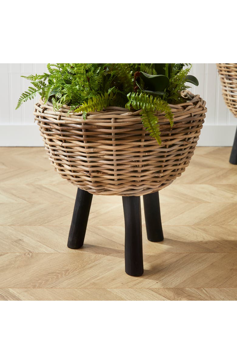 Napa Home & Garden Woven Rattan Dry Basket Plant Riser 17", Alternate, color, Brown