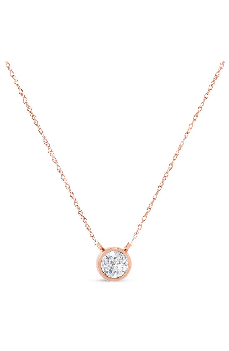 Haus of Brilliance AGS Certified 10K Rose Gold 1/5 Ct Bezel Set Diamond Solitaire Pendant Necklace, Alternate, color, Rose
