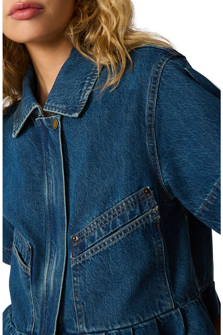 Haezel Peplum Denim Jcket, Alternate, color, ORION BLUE