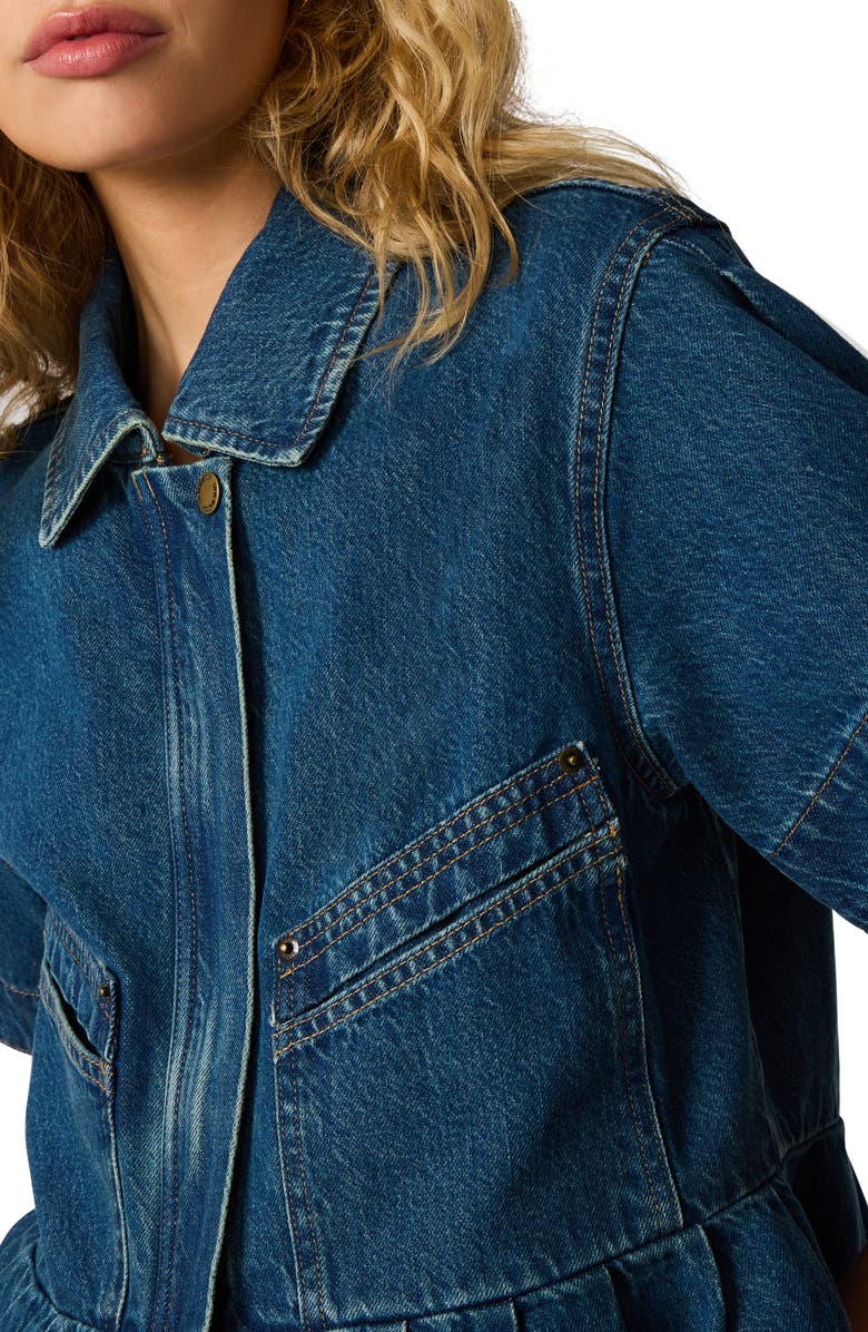 Steve Madden Haezel Peplum Denim Jcket, Alternate, color, Orion Blue