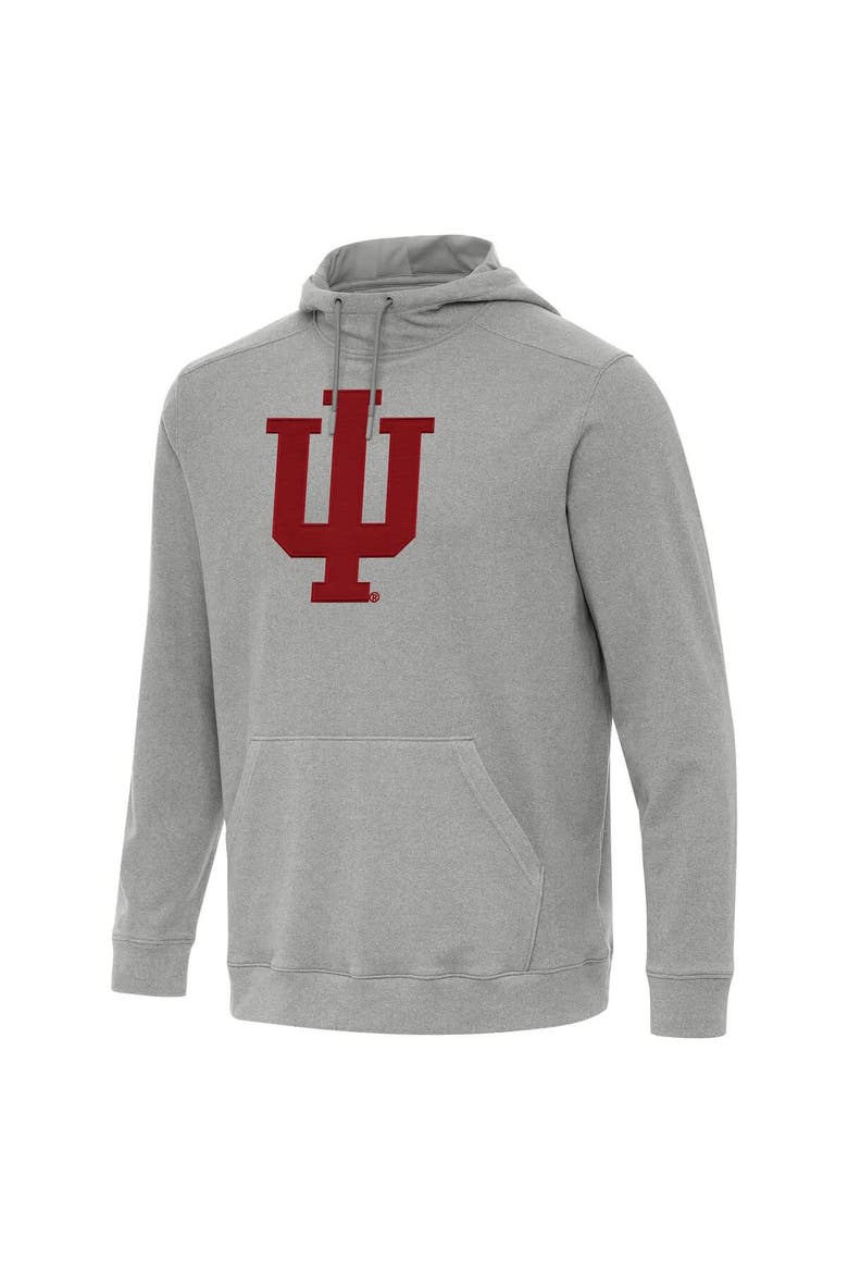 Men's Antigua Heather Gray Indiana Hoosiers Cloud Pullover Hoodie, Alternate, color, Heather Gray