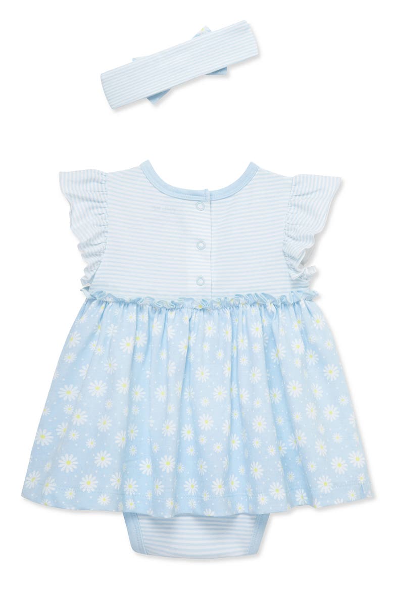Daisies Skirted Cotton Bodysuit & Headband Set, Alternate, color, BLUE