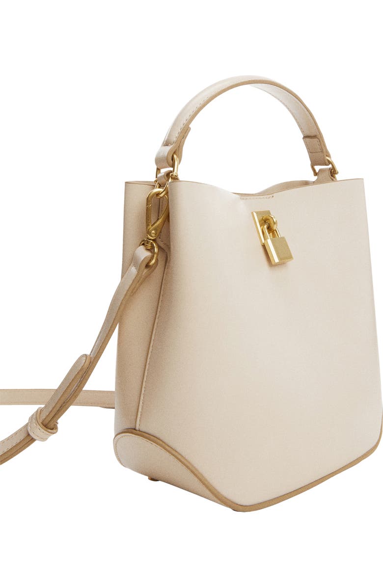MANGO Mini Faux Leather Shopper Bag, Alternate, color, Off White