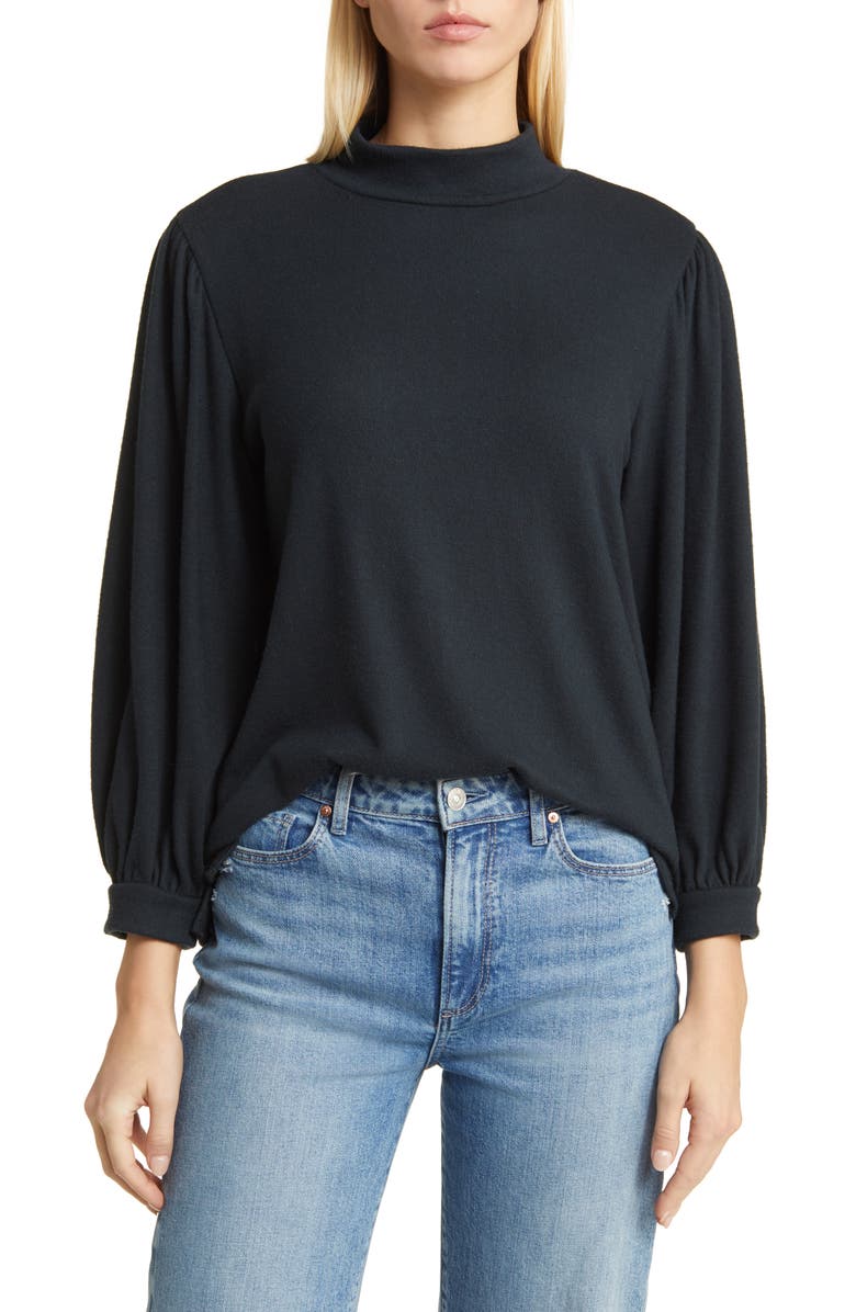Caslon<sup>®</sup> Gathered Mock Neck Top, Main, color, 
