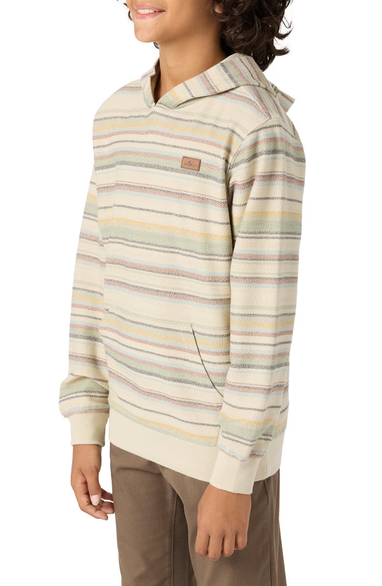 O'Neill Kids' Bavaro Blanket Stripe Pullover Hoodie, Alternate, color, Light Khaki