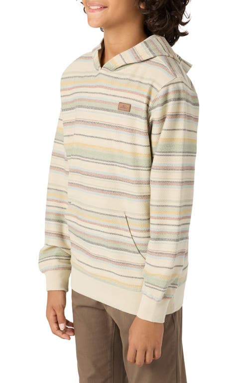 O'neill Kids' Bavaro Blanket Stripe Pullover Hoodie In Light Khaki