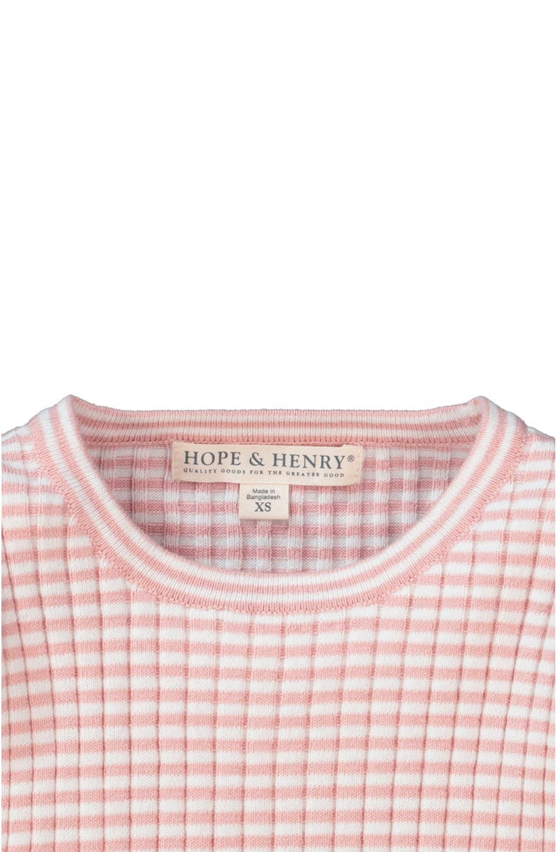 Hope & Henry Girls' Rib Knit Sweater Top, Infant, Alternate, color, White And Rose Mini Stripe