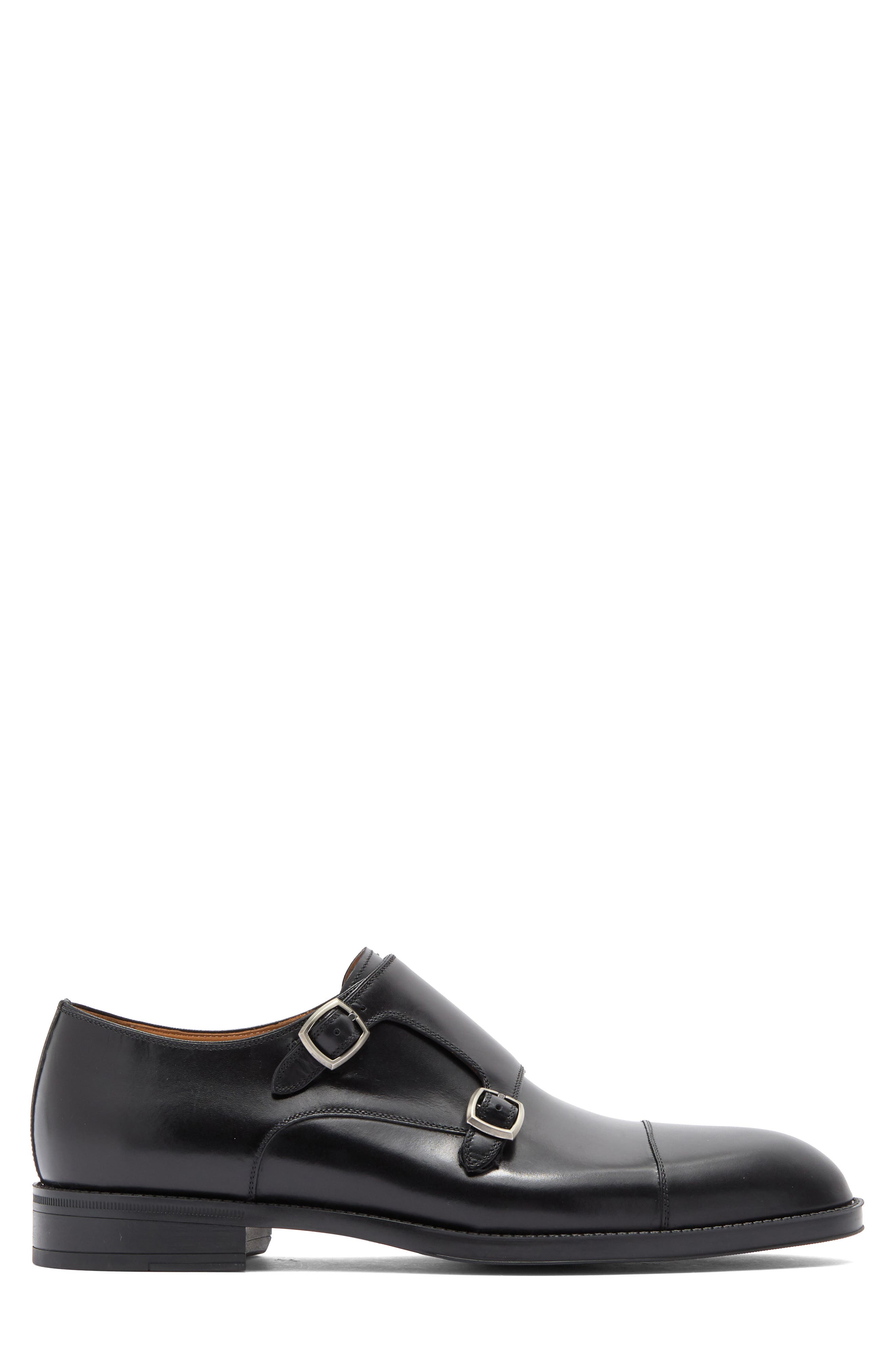Magnanni Franklyn Double Strap Monk Shoe, Alternate, color, Black