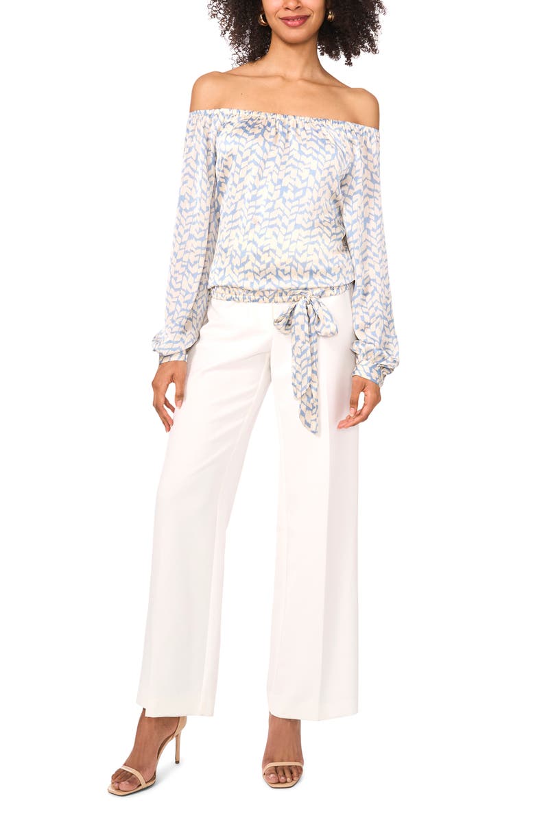 Vince Camuto Abstract Print Off the Shoulder Satin Top, Alternate, color, 