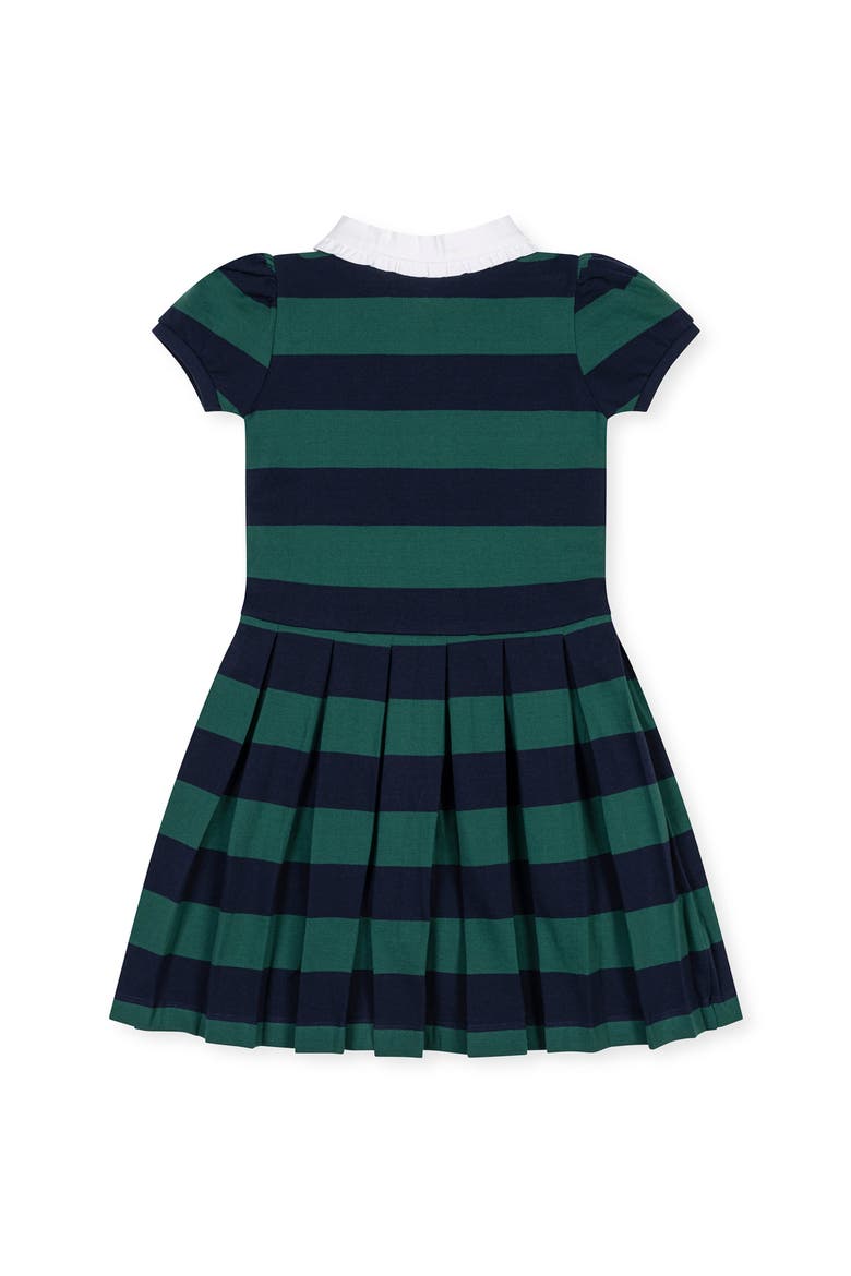 Kids' Organic Puff Sleeve Pique Polo Dress, Alternate, color, Navy and Green Rugby