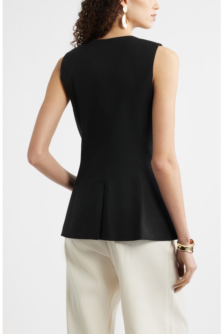 Linen Blend Longline Vest, Alternate, color, BLACK