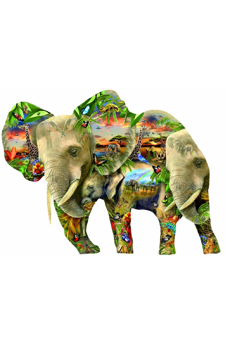 Sunsout Ele-Phantastic 1000 piece Jigsaw Puzzle for Adults Special Shape, Alternate, color, Multicolor