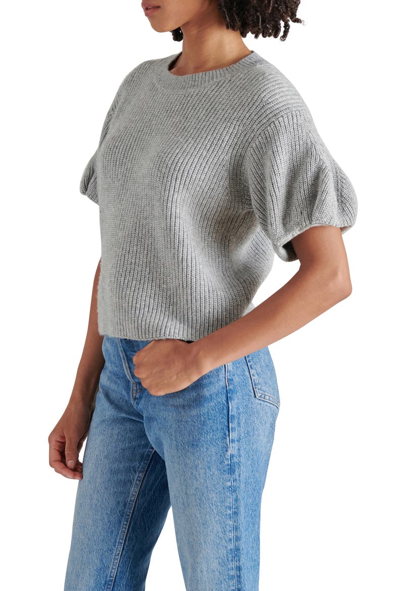 Jadey Puff Sleeve Sweater, Alternate, color, HEATHER GREY