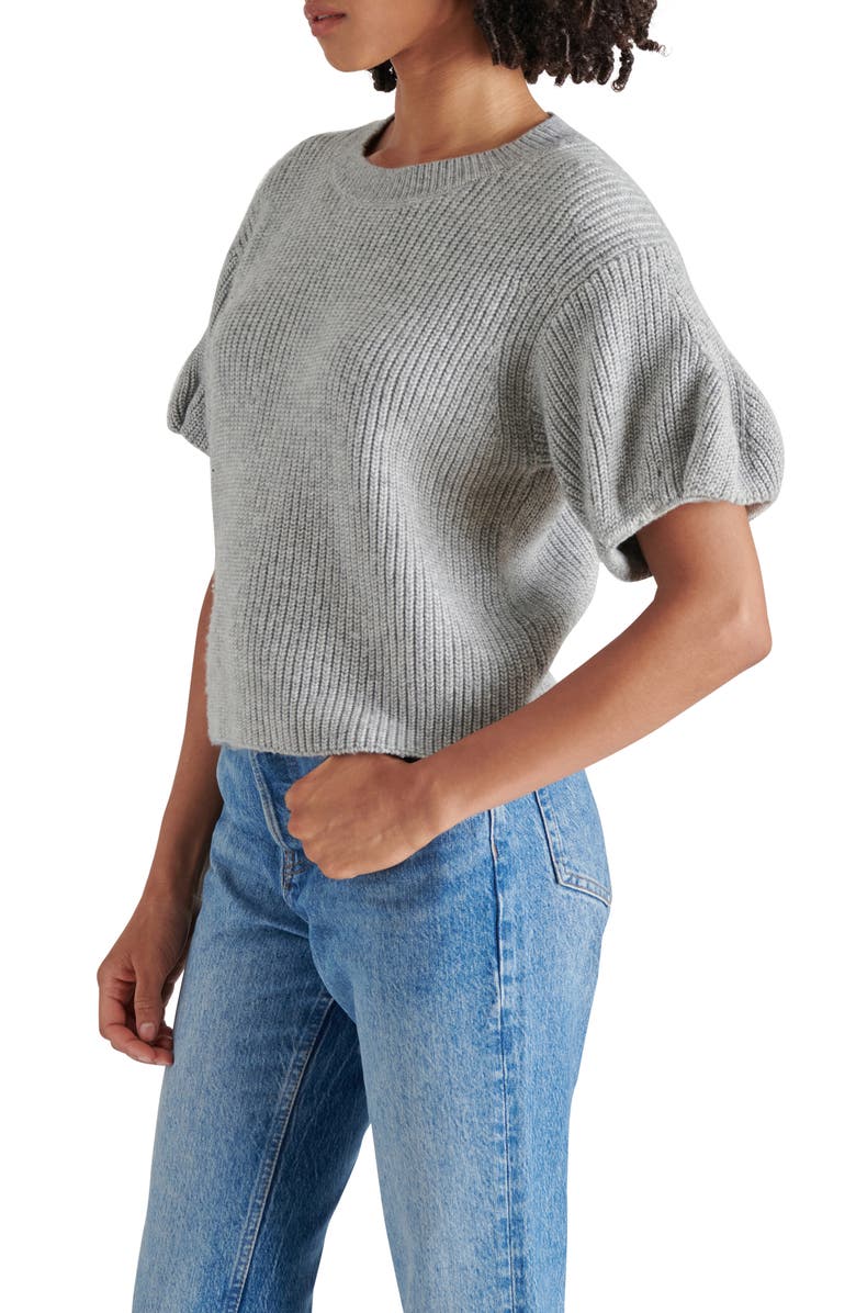 Steve Madden Jadey Puff Sleeve Sweater, Alternate, color, Heather Grey