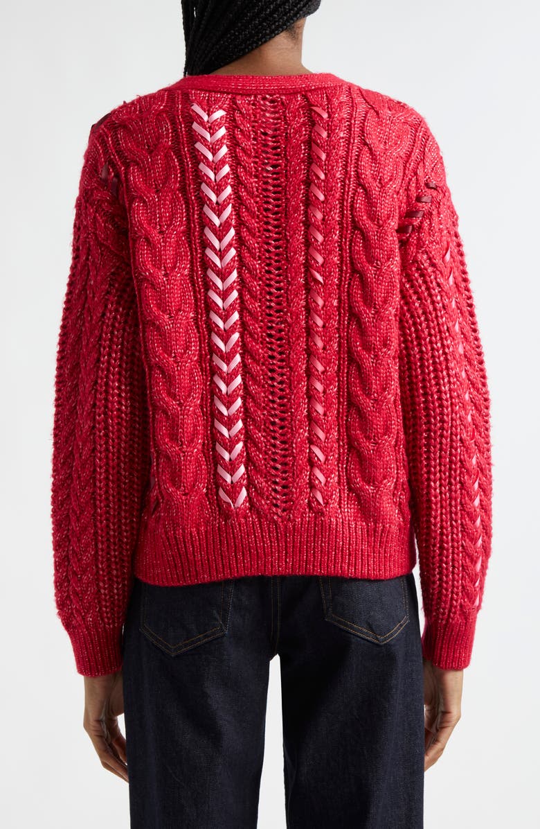 Cinq à Sept Nyla Marled Ribbon Accent Cardigan, Alternate, color,