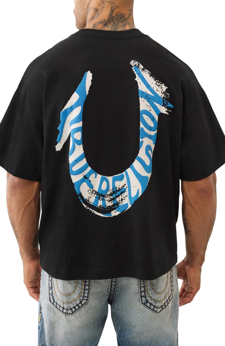 True Religion Painted Oversized Cotton Graphic T-Shirt, Alternate, color, Jet Black