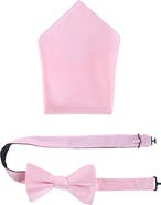 Trafalgar Sutton Solid Color Silk Bowtie and Pocket Square Combo