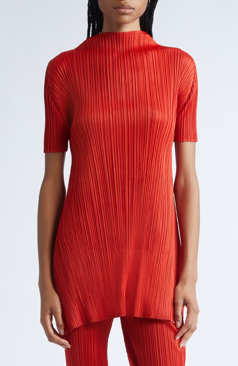 Pleats Please Issey Miyake Monthly Colors July Pleated Tunic, Alternate, color, Bright Red