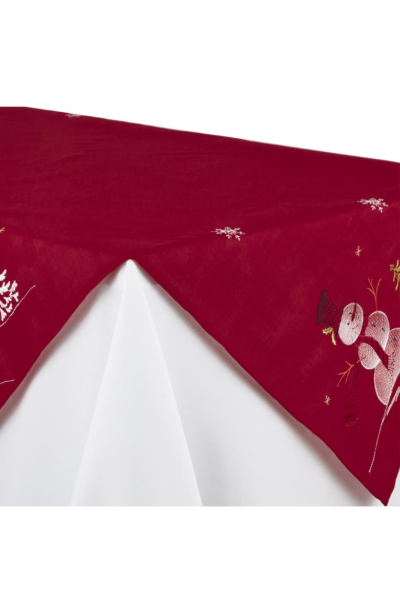 Design Imports Embroidered Square Table Topper, Alternate, color, Snowman